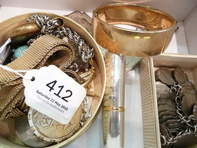 Lot 412 - Assorted costume jewellery and sundry silver