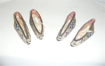 Lot 415 - Two pairs of Chinese 'lotus' shoes