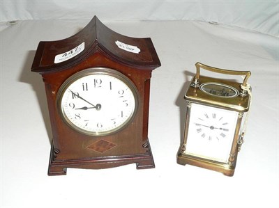 Lot 447 - An Edwardian mantel clock and a carriage clock