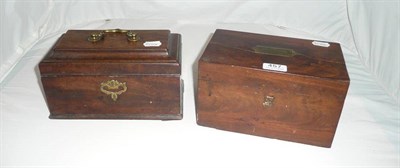 Lot 457 - A mahogany tea caddy and another containing pipes