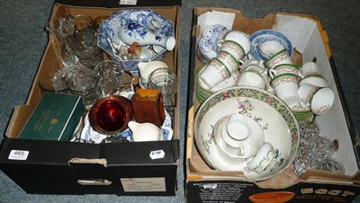 Lot 465 - A quantity of tea wares, glass, etc in two boxes