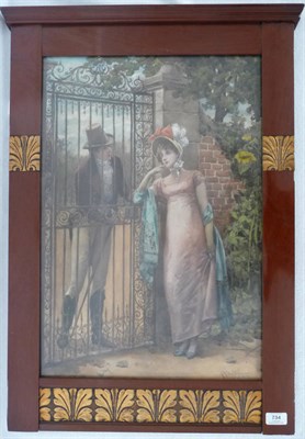 Lot 734 - Henry Gillard Glindoni (1852-1913) "The Courtship" Signed, pencil and watercolour heightened...