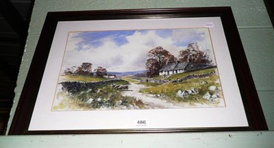 Lot 486 - William Henry Constantine (20th century contemporary), framed watercolour landscape with sheep,...