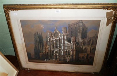 Lot 501 - Large Victorian watercolour of a church in a gilt frame