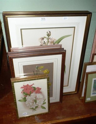 Lot 503 - A pair of botanical watercolours and other botanical pictures and prints (7)