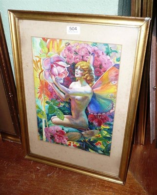 Lot 504 - Ralph Swinden (RCA), gilt framed watercolour of a butterfly girl