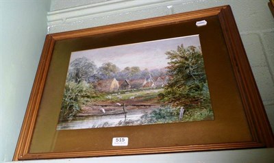 Lot 515 - Watercolour landscape with sheep beside a farm, indistinctly signed 'E W York?'