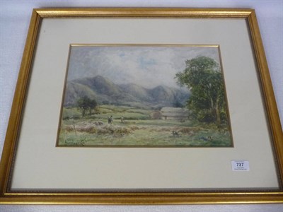 Lot 737 - William Manners R.B.A. (c.1865-c.1940) "Harvest Time" Signed, pencil and watercolour, 26cm by...