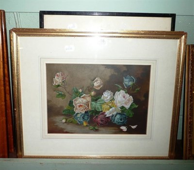 Lot 518 - A pair of framed and glazed still life watercolours and another