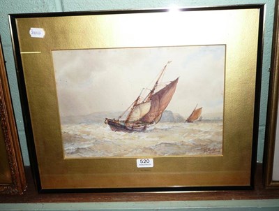 Lot 520 - F J Aldridge, a framed watercolour of a shipping scene 'Off Teignmouth'