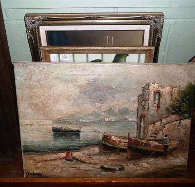 Lot 525 - An oil still life by E Ledell, an watercolour of Boscombe Isle of Wight,a print still life, an...