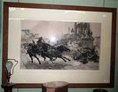 Lot 531 - Large engraving after Alpiano Checa "A Roman Chariot Race" published by Leon Henri Lefevre