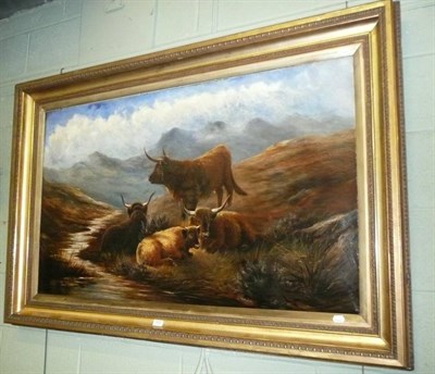 Lot 533 - A large 19th century oil, Highland Cattle