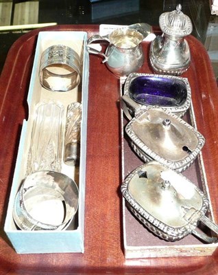 Lot 539 - Quantity of small silver including condiments, a small jug, serviette rings, etc