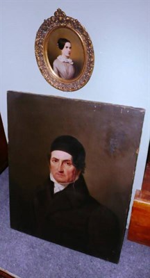 Lot 544 - A small oil portrait and a large oil of a gentleman(2)