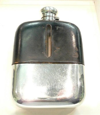 Lot 550 - Silver mounted large hip flask