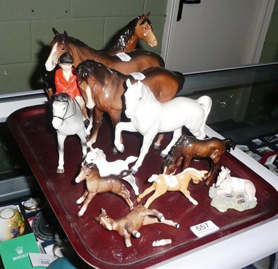 Lot 556 - Beswick cantering Shire, Shire mare, foal and Shetland pony