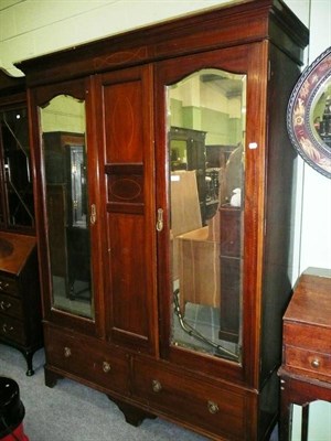 Lot 574 - Edwardian mirror-door wardrobe