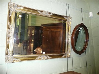 Lot 577 - Rectangular gilt mirror and a small oval mirror