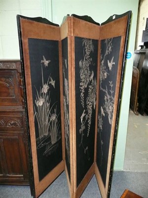 Lot 584 - Four-fold embroidered screen