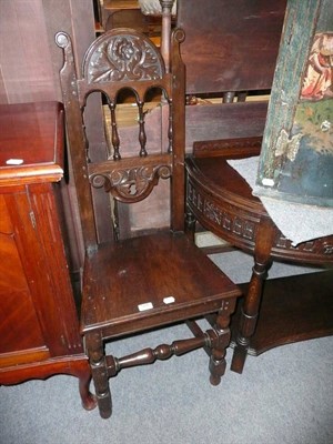 Lot 588 - Oak hall table and a hall chair