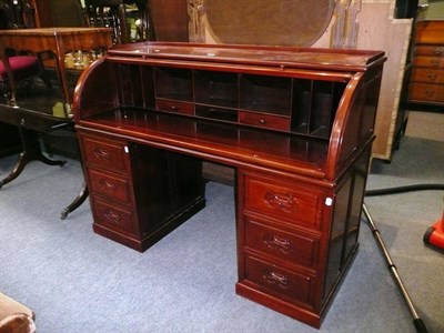 Lot 604 - Chinese hardwood roll-top desk