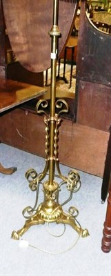 Lot 611 - Brass standard lamp