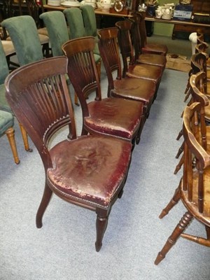 Lot 636 - Set of six mahogany and leather chairs