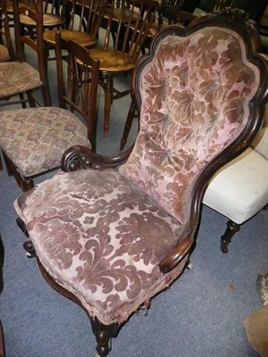 Lot 640 - A Victorian salon chair (a.f.) and a small side chair