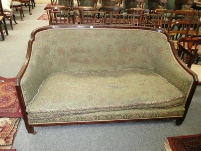 Lot 642 - 1930's oak-framed sofa, in green