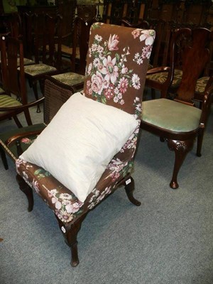 Lot 652 - An early 18th century walnut-framed upright side chair, re-upholstered (damaged)