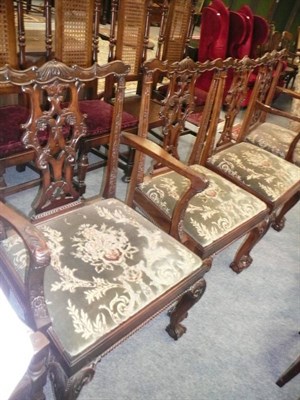 Lot 657 - Four 20th century Chippendale-style dining chairs (2 carvers and 2 singles)