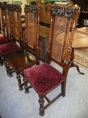 Lot 659 - Set of four cane-back oak side chairs