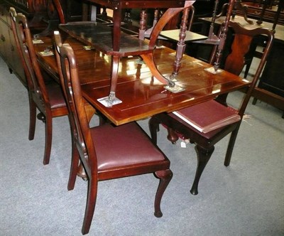 Lot 697 - Mahogany dining table, set of four mahogany Queen Anne-style dining chairs and a reproduction...