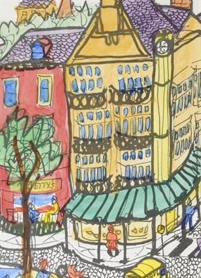 Lot 755 - Lois Bygrave (1915-1996) Betty's Cafe Tea Rooms, Harrogate  Signed, pen, ink and watercolour,...