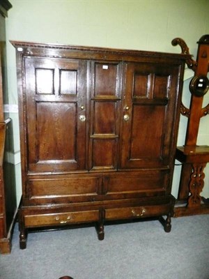 Lot 709 - 18th century oak cupboard on stand