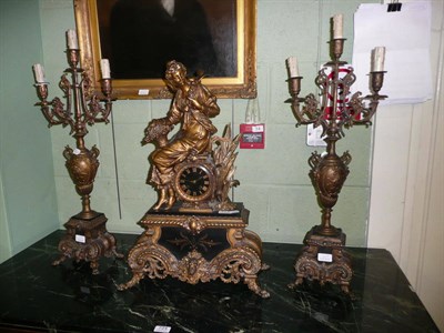 Lot 723 - Italian spelter clock garniture