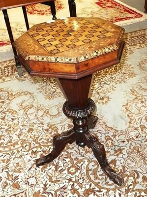 Lot 739 - Victorian walnut sewing table with chess top