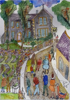 Lot 759 - Lois Bygrave (1915-1996) The Bronte Parsonage, Haworth Pen, ink and watercolour, 20.5cm by...