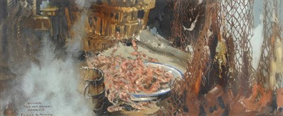 Lot 772 - Frank Henry Algernon Mason R.I, R.B.A. (1876-1965) "Shrimps Pink and Brown, Harwich" Signed,...