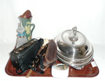 Lot 1 - Plated entree dishes, ceramics, cameras, glass etc