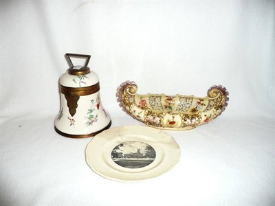 Lot 17 - Copeland bell shaped biscuit barrel, Zolnay bowl and Doulton plate - Christ Church (3)