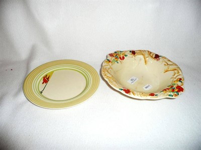 Lot 20 - Clarice Cliff plate and a Harvest bowl (2)