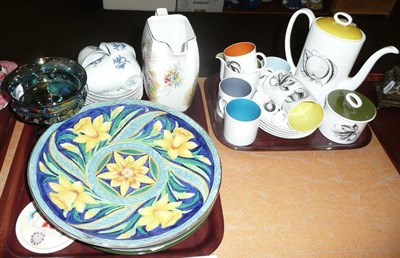 Lot 28 - Two trays including a Susie Cooper coffee set, a Newhall daffodil plate etc