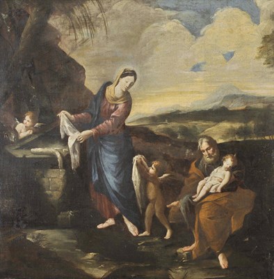 Lot 777 - Follower of Sebastiano Ricci (18th century) The Holy Family with Putti in Attendance Inscribed by a