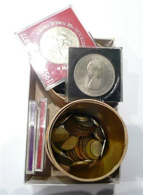 Lot 79 - Quantity of coins including ten crowns, Florin and some South African