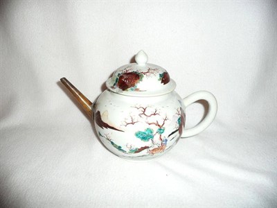 Lot 86 - A large 18th century Chinese teapot with metal spout