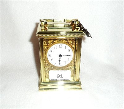 Lot 91 - Brass carriage clock