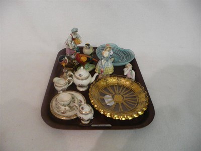 Lot 102 - A tray of small ceramics including Royal Doulton figure 'Priscilla'  Coalport and Wedgwood tea...