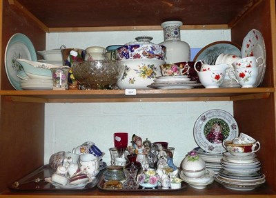 Lot 104 - A quantity of ceramics, including Crown Derby, Royal Albert, Denby, etc (on three shelves)